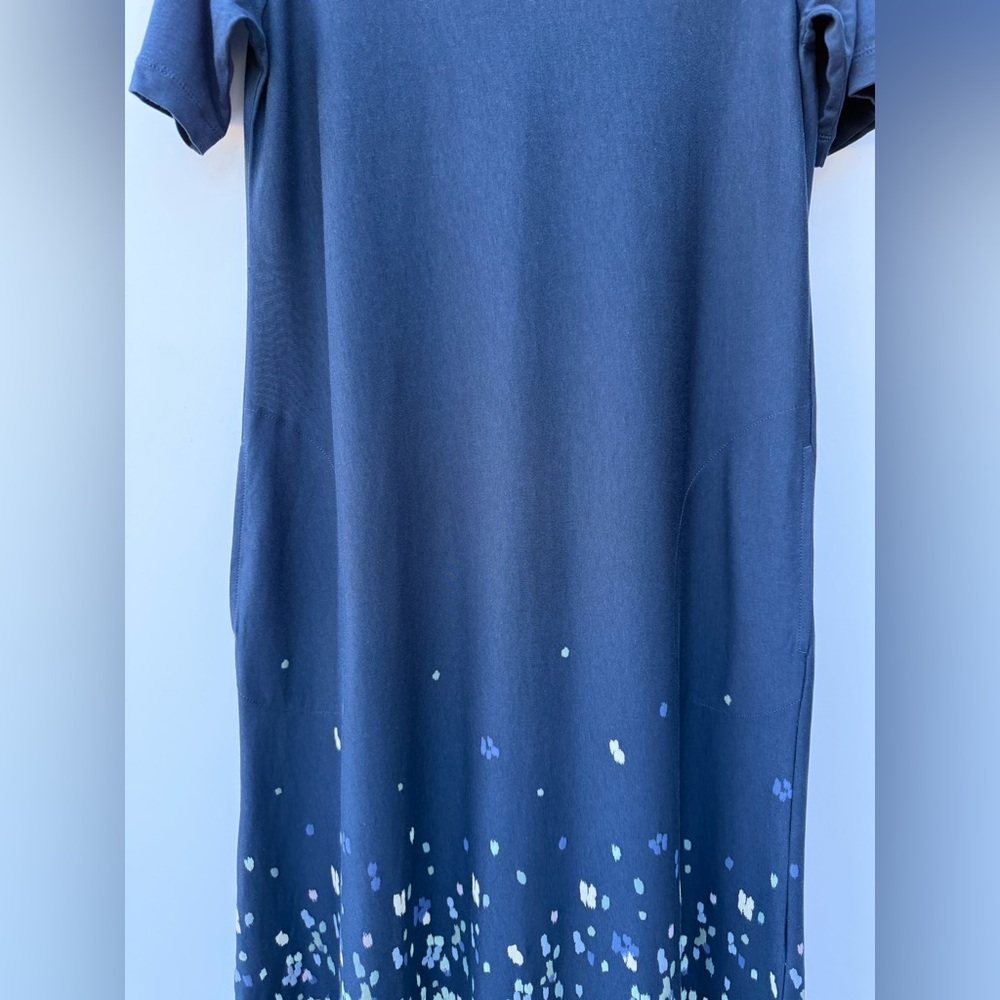 Pure J. Jill Navy Floral Border-Print Maxi Dress Pockets Side Slits - Picture 8 of 14